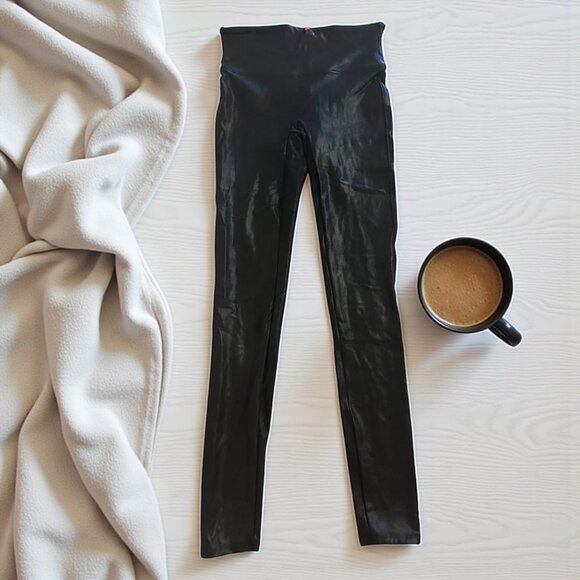 SPANX Womens Black Metallic Skinny Leggings Size Small - Picture 1 of 7